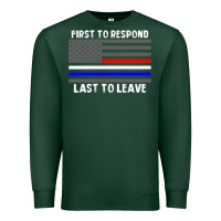 Sports Green police fire ems first responder american flag firefighter t shirt Premium Sweatshirt - DesignPulse