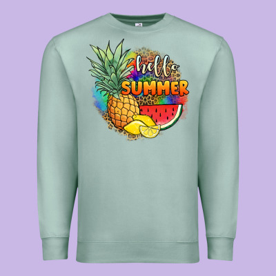 Hello Summer Pineapple Premium Sweatshirt Designed By Jahusdesignshop