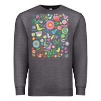Charcoal Heather cute birds t  shirt birds and blooms   cute floral pattern by cecca de Premium Sweatshirt - DesignPulse