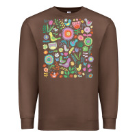 Chestnut cute birds t  shirt birds and blooms   cute floral pattern by cecca de Premium Sweatshirt - DesignPulse