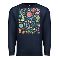 Navy cute birds t  shirt birds and blooms   cute floral pattern by cecca de Premium Sweatshirt - DesignPulse