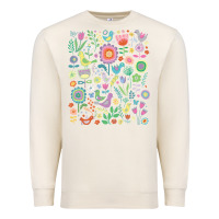 Sandshell cute birds t  shirt birds and blooms   cute floral pattern by cecca de Premium Sweatshirt - DesignPulse
