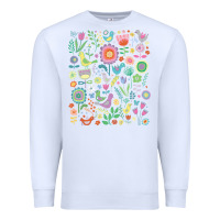 White cute birds t  shirt birds and blooms   cute floral pattern by cecca de Premium Sweatshirt - DesignPulse