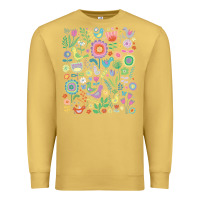 Antique Gold cute birds t  shirt birds and blooms   cute floral pattern by cecca de Premium Sweatshirt - DesignPulse