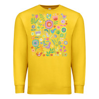 Lemon cute birds t  shirt birds and blooms   cute floral pattern by cecca de Premium Sweatshirt - DesignPulse