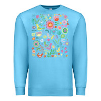Ocean Blue cute birds t  shirt birds and blooms   cute floral pattern by cecca de Premium Sweatshirt - DesignPulse