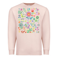 Pale Pink cute birds t  shirt birds and blooms   cute floral pattern by cecca de Premium Sweatshirt - DesignPulse