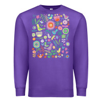 Purple cute birds t  shirt birds and blooms   cute floral pattern by cecca de Premium Sweatshirt - DesignPulse