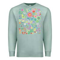 Seafoam cute birds t  shirt birds and blooms   cute floral pattern by cecca de Premium Sweatshirt - DesignPulse