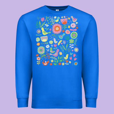 Cute Birds T  Shirt Birds And Blooms   Cute Floral Pattern By Cecca De Premium Sweatshirt Designed By Designpulse
