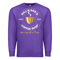 Purple bill and bob coffee shop aa recovery gift t shirt Premium Sweatshirt - PixelWave