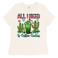 Bone All I Need Is Coffee Cactus Frappe Ladies Tee - FaDigitalArtStudio