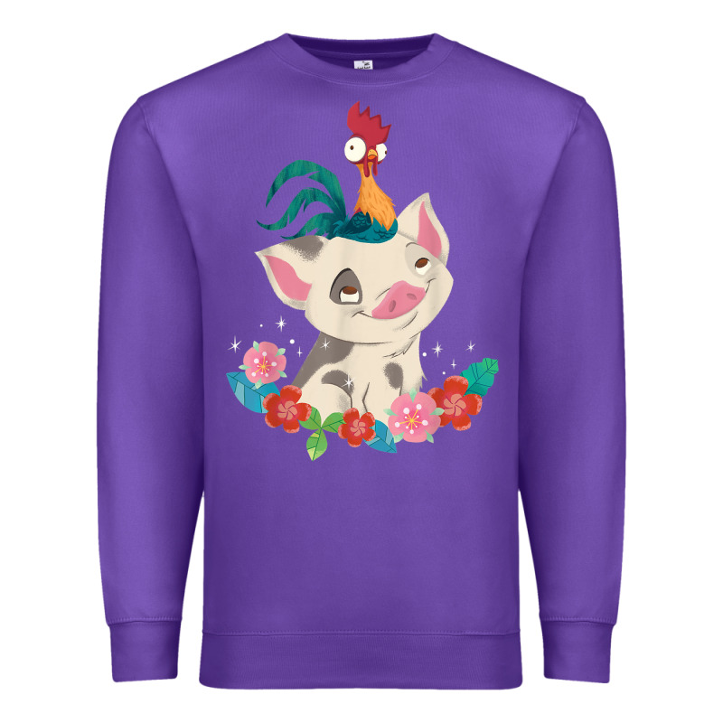 Moana Heihei Rooster Pua Flowers Graphic Premium Sweatshirt by PixelWave | Teevron