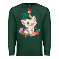 Sports Green Moana HeiHei Rooster Pua Flowers Graphic Premium Sweatshirt - PixelWave