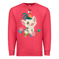 Cardinal Moana HeiHei Rooster Pua Flowers Graphic Premium Sweatshirt - PixelWave