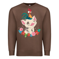 Chestnut Moana HeiHei Rooster Pua Flowers Graphic Premium Sweatshirt - PixelWave