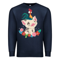 Navy Moana HeiHei Rooster Pua Flowers Graphic Premium Sweatshirt - PixelWave
