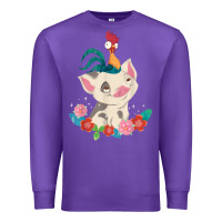 Purple Moana HeiHei Rooster Pua Flowers Graphic Premium Sweatshirt - PixelWave