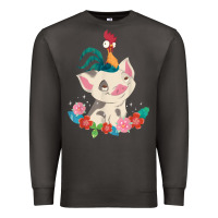 Smoke Moana HeiHei Rooster Pua Flowers Graphic Premium Sweatshirt - PixelWave