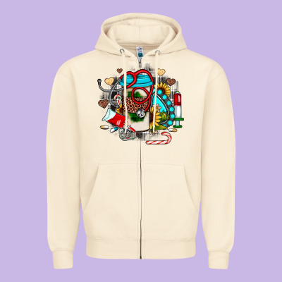 Christmas Sunflower Gemstone Nurse Zipper Hoodie Designed By Jahusdesignshop
