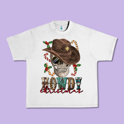 Howdy Christmas Skull Urban Heavy Tee Designed By Fadigitalartstudio