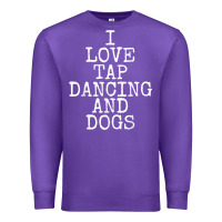 Purple i love tap dancing & dogs funny dog gift t shirt men women Premium Sweatshirt - PixelWave