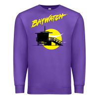 Purple baywatch lifeguard tower sunset   baywatch Premium Sweatshirt - PixelWave