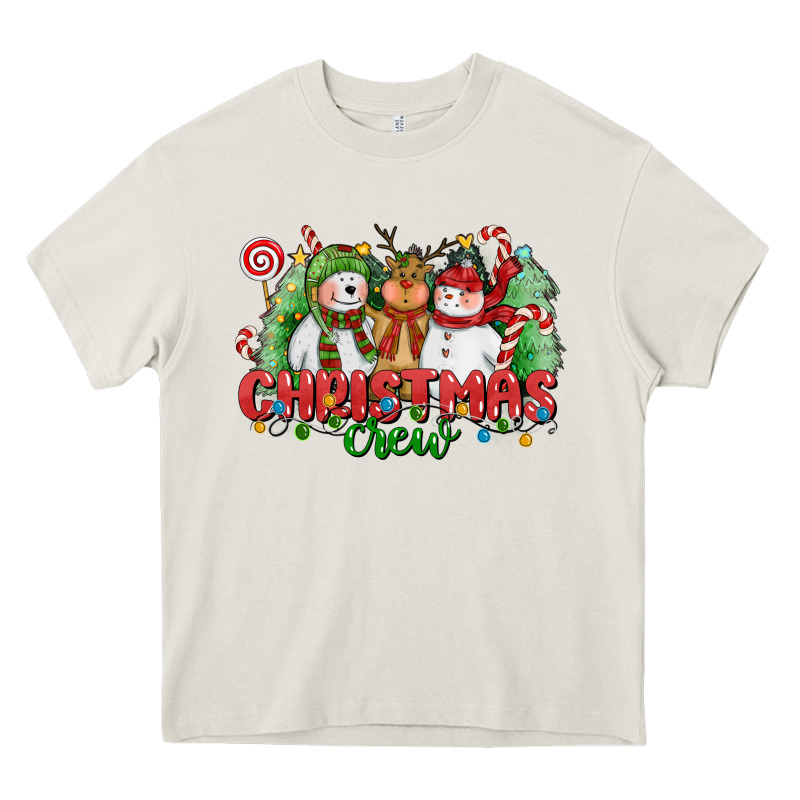 Christmas Crew Polar Bear Reindeer And Snowman Heavy Core Tee by CowGirlArtShop | Teevron