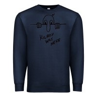 Navy Kilroy was here (on RedBubble) gift Premium Sweatshirt - PixelWave