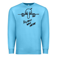 Ocean Blue Kilroy was here (on RedBubble) gift Premium Sweatshirt - PixelWave