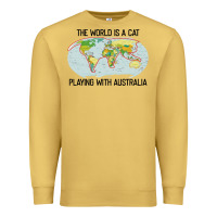 Antique Gold the world is a cat playing with australia 2020 shirt Premium Sweatshirt - PixelWave