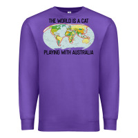Purple the world is a cat playing with australia 2020 shirt Premium Sweatshirt - PixelWave
