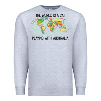 Heather Grey the world is a cat playing with australia 2020 shirt Premium Sweatshirt - PixelWave