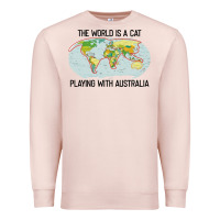 Pale Pink the world is a cat playing with australia 2020 shirt Premium Sweatshirt - PixelWave