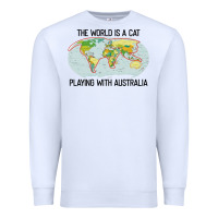 White the world is a cat playing with australia 2020 shirt Premium Sweatshirt - PixelWave