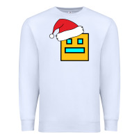 White Geometry Dash Premium Sweatshirt - PixelWave