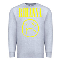 Heather Grey Grunge Rihanna Premium Sweatshirt - PixelWave