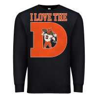 Black i love the d broncos football quote Premium Sweatshirt - PixelWave