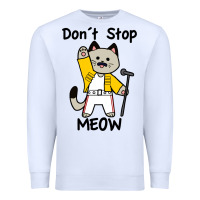 White Don´t Stop Meow Premium Sweatshirt - PixelWave