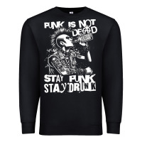 Black Stay Punk Stay Drunk Premium Sweatshirt - PixelWave