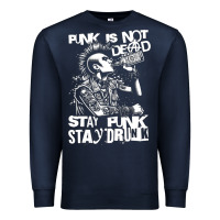 Navy Stay Punk Stay Drunk Premium Sweatshirt - PixelWave