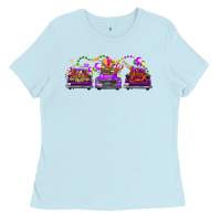 Baby Blue Mardi Gras Farm Trucks Ladies Tee - FaDigitalArtStudio