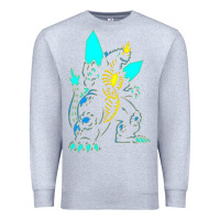 Heather Grey Spacegodzilla Premium Sweatshirt - PixelWave