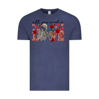 Vintage Denim skeleton all you need is love Vintage Tee - FaDigitalArtStudio