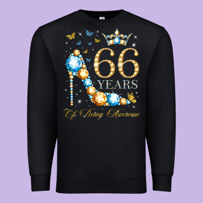 66th Birthday 66 Years Of Being Awesome 66 Years Old Woman Premium Sweatshirt Designed By Pixelwave