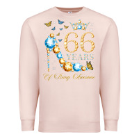 Pale Pink 66th birthday 66 years of being awesome 66 years old woman Premium Sweatshirt - PixelWave