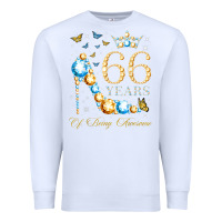 White 66th birthday 66 years of being awesome 66 years old woman Premium Sweatshirt - PixelWave
