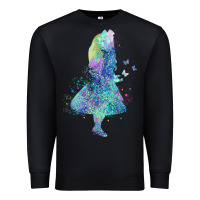 Black watercolor splatter alice in wonderland t shirt design Premium Sweatshirt - PixelWave