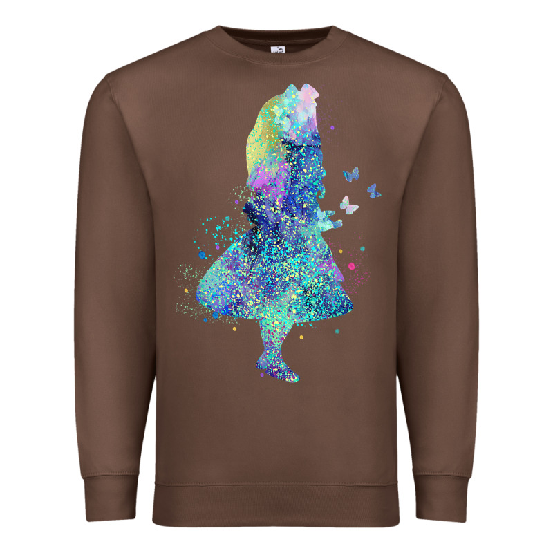 Watercolor Splatter Alice In Wonderland T Shirt Design Premium Sweatshirt by PixelWave | Teevron