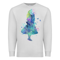 Dove Grey watercolor splatter alice in wonderland t shirt design Premium Sweatshirt - PixelWave